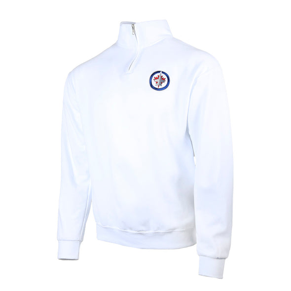 QUARTER ZIP LOGO FLEECE WHITE