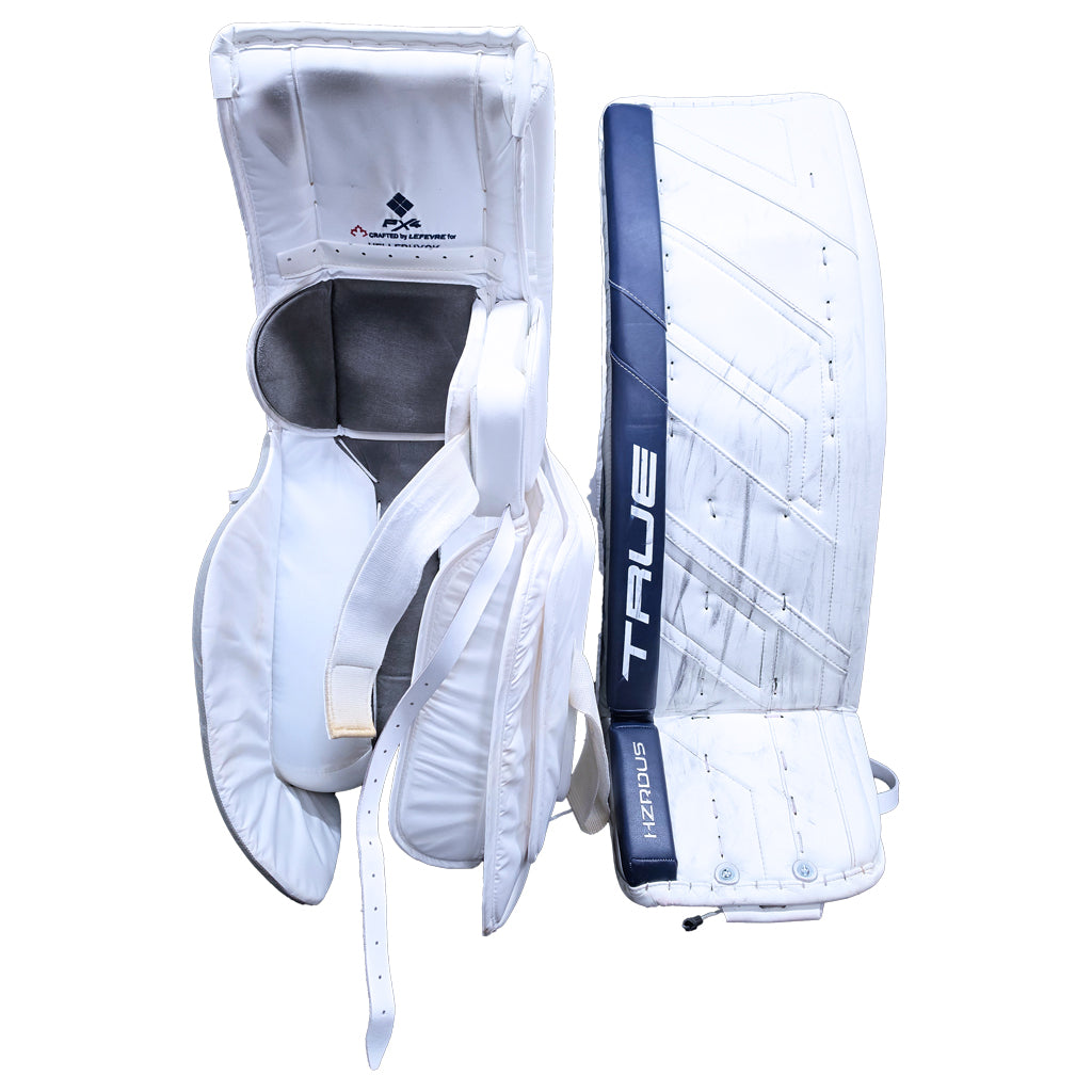 GAME USED GOAL PADS - 37 HELLEBUYCK