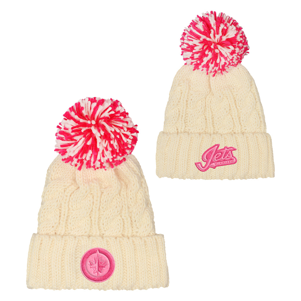 GIRLS CUFFED KNIT W/POM