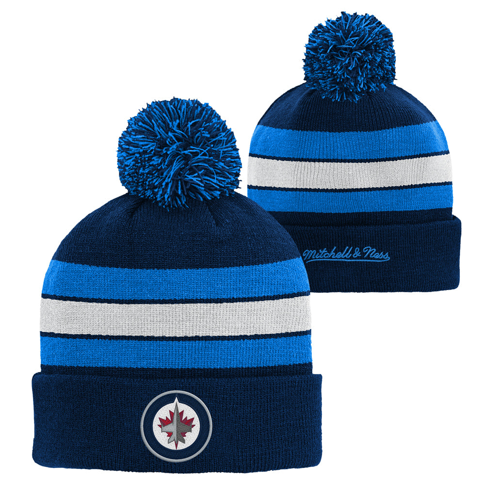 YOUTH STRIPE BEANIE W/POM