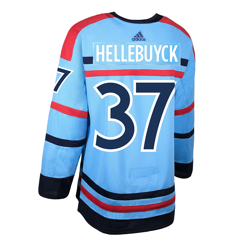 Adidas Winnipeg Jets No37 Connor Hellebuyck Navy Blue Home Authentic USA Flag Stitched NHL Jersey