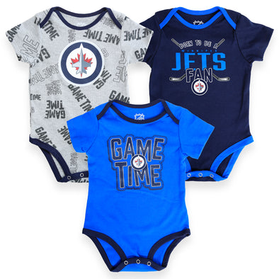 Winnipeg Jets NHL Baby Outfit Set Blue Snap Button Crew Neck 0-3 Months