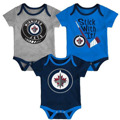 Winnipeg Jets NHL Baby Outfit Set Blue Snap Button Crew Neck 0-3 Months